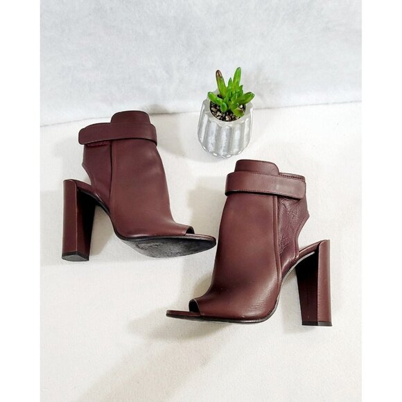 Vince Womens Burgundy Brigham Oxblood Open Toe Bootie Leather Upper‎ Size 7M - Picture 1 of 13